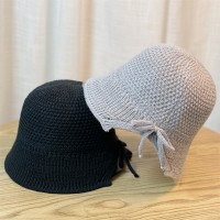 新款春夏蝴蝶结草帽女韩水桶帽田园出游宽檐遮阳防晒纸草盆帽潮
