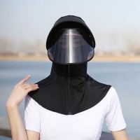 冰丝防晒帽子女采茶遮脸遮阳帽口罩一体面罩帽骑车防紫外线太阳帽