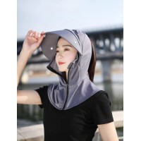 冰丝防晒帽子女采茶遮脸遮阳帽口罩一体面罩帽骑车防紫外线太阳帽