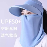 防晒帽面罩面纱女夏季户外骑车电动车遮脸太阳帽防紫外线遮阳帽子