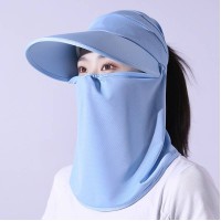 防晒帽面罩面纱女夏季户外骑车电动车遮脸太阳帽防紫外线遮阳帽子