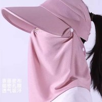防晒帽面罩面纱女夏季户外骑车电动车遮脸太阳帽防紫外线遮阳帽子