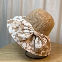 蝴蝶结遮阳帽子女2024夏大帽檐防紫外线渔夫帽出游折叠防晒帽时尚