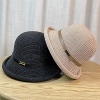 新款2024亚麻帽子女夏季防晒薄款赫本风渔夫帽时尚遮阳沙滩小礼帽
