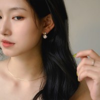 天然淡水珍珠贝母耳钉耳夹女无耳洞高级感简约气质蚊香盘耳饰耳环