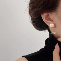 925银针圆形馒头马贝珍珠耳钉女法式复古气质百搭轻奢耳环ins耳饰