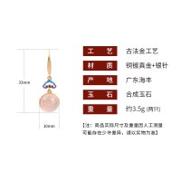 保色镀金复古烧蓝天然玉髓925银耳针耳环祥云潮风抖音直播热卖