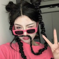 小框嫩粉色字母太阳镜新款欧美风ins网红墨镜朋克潮太阳眼镜遮光