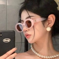 椭圆框猫眼墨镜女士凯旋门嫩粉色太阳眼镜网红新款防紫外线太阳镜