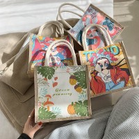 帆布棉麻女包新款國潮风手提包潮流简约托特包饭盒包购物袋通勤包