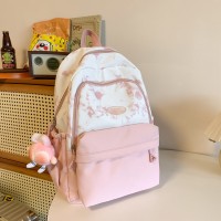 原宿风双肩包女韩版简约撞色背包通勤小学生初中生高颜值书包