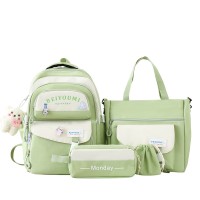新品四件套书包女生韩版牛津布撞色小学生背包初中生双肩包高颜值