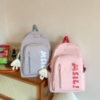 纯色双肩包中学生轻便学院风小学生大容量书包女日系简约小众背包