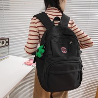大容量书包女韩版百搭高中生大学生纯色双肩包通勤森系初中生背包