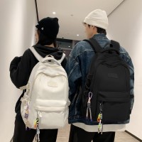 背包男款时尚轻便高中生韩版百搭双肩包撞色初中女生书包