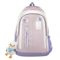 百搭高颜值书包女韩版高中学生初中女生撞色双肩包大容量旅行背包