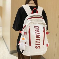简约大字母双肩包女生初中生高中生书包男大学生旅游背包