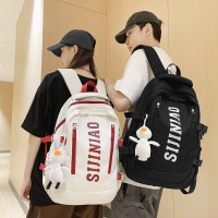 简约大字母双肩包女生初中生高中生书包男大学生旅游背包