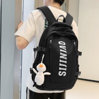 简约大字母双肩包女生初中生高中生书包男大学生旅游背包