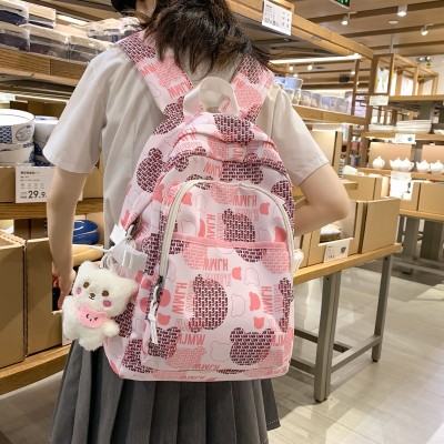 <!--女涂鸦书包ins初中生高中生百搭日系简约可爱双肩包新款韩版背包-->
