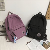时尚潮流纯色双肩包日系校园女学生书包森系简约初中生大学生背包