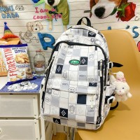 韩版高中生书包女ins学院风印花休闲背包小学生初中生轻便双肩包