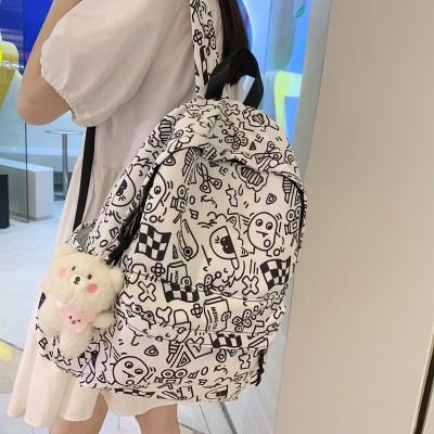 <!--潮流涂鸦学生书包女韩版森系中学生少女双肩包小学生简约日系背包-->