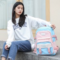 新款休闲日常拼色大容量电脑包初高中生双肩背包