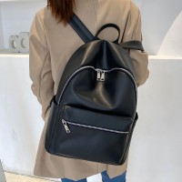 女士双肩包女新款PU软皮大容量背包潮流书包旅行包女