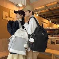 大容量双肩背包拼接撞色初高中学生书包印logo休闲旅行双肩包