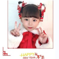 新款发饰对夹童蝴蝶结假发汉服发夹头饰新年流苏辫子发饰对夹
