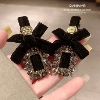 气质复古灰钻重工蝴蝶结头饰发卡发夹侧边夹后脑勺碎发夹复古法式