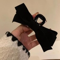 赫本风黑色蝴蝶结抓夹女大号高级感盘发网红发夹后脑勺鲨鱼夹头饰