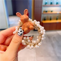 韩版儿童奶咖蝴蝶结珍珠发圈小女孩卡通扎头发女童丸子头皮筋头绳