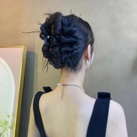 高级感网纱羽毛蝴蝶结泡泡抓夹女后脑勺盘发鲨鱼夹子气质发夹头饰