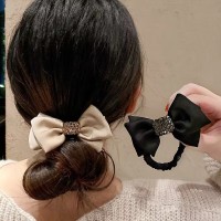 复古法式蝴蝶结大肠圈发圈女韩气质百搭扎头发马尾发绳水钻头饰
