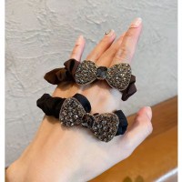 韩版复古时尚大肠发圈蝴蝶结水晶满钻发绳女扎头绳不伤发皮筋头饰