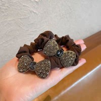 韩版复古时尚大肠发圈蝴蝶结水晶满钻发绳女扎头绳不伤发皮筋头饰