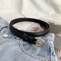 复古小皮带女士牛仔裤腰带女夏季简约百搭细装饰裤带黑色夏天窄