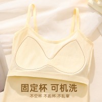 性感蕾丝美背防走光长版背心带胸垫细肩带少女内搭无痕吊带背心女
