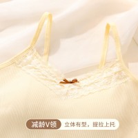 性感蕾丝美背防走光长版背心带胸垫细肩带少女内搭无痕吊带背心女