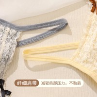 性感蕾丝美背防走光长版背心带胸垫细肩带少女内搭无痕吊带背心女