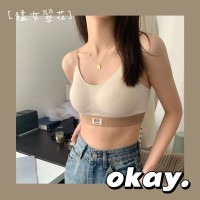 滑板少女~吊带聚拢无钢圈防走光内衣女文胸裹胸防下垂抹胸美背