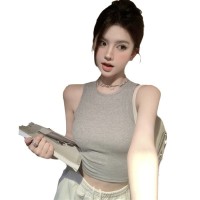 美式辣妹小吊带美背少女带胸垫外穿内搭固定杯设计感工字运动背心
