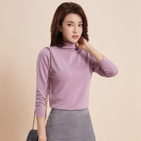 秋冬新款大码中高领打底衫女修身加绒加厚保暖上衣女长袖打底衫