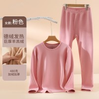 羊羔绒保暖内衣男款加绒加厚德绒套装中老年保暖衣冬季秋衣秋裤女