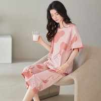 2024新款纯棉睡衣女夏季短袖薄款可外穿简约休闲女士家居服套装