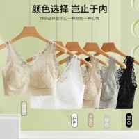 新款固定杯镂空无痕美背少女文胸性感蕾丝无钢圈瑜伽运动背心女夏