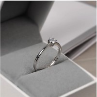 S999纯银戒指韩版女六爪仿真钻戒高级感开口婚戒简约指环手饰