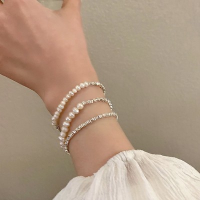 <!--碎银几两巴洛克珍珠手链女款轻奢小众精致高级感网红珠子手串手饰-->